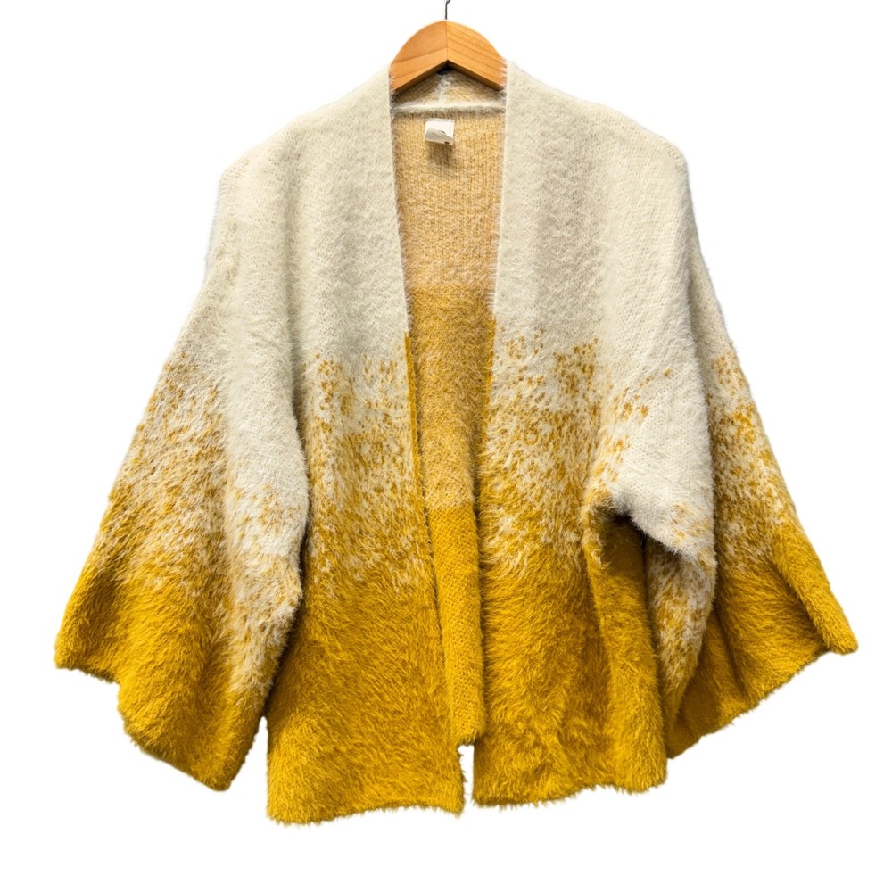 Akemi + Kin Senna Cardigan Womens O/S Open Front Yellow Ombre Eyelash Sweater
